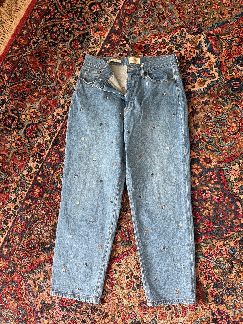 Universal Thread Light Blue Cropped Jeans with Metallic Studs